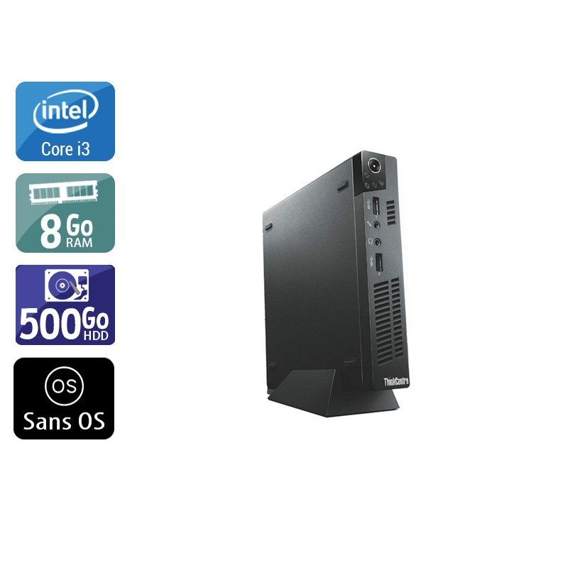 Lenovo ThinkCentre M72E Tiny i3 - 8Go RAM 500Go HDD Sans OS  État correctOccasion certifiée reconditionnée