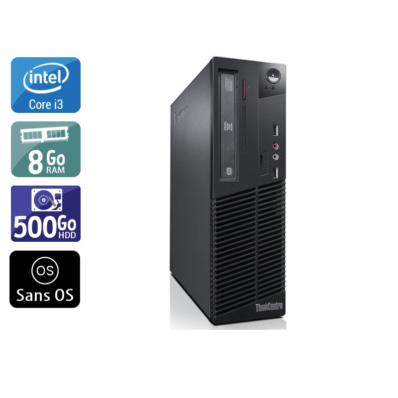 Lenovo ThinkCentre M73 SFF i3 - 8Go RAM 500Go HDD Sans OS État correctOccasion certifiée reconditionnée