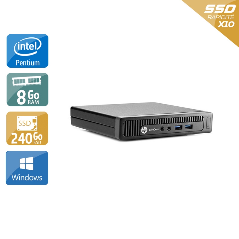 HP EliteDesk 800 G1 TINY Pentium G Dual Core 8Go RAM 240Go SSD Windows 10