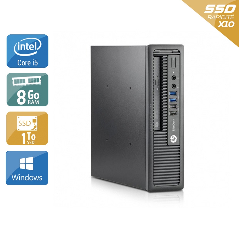HP EliteDesk 800 G1 USDT i5 - 8Go RAM 1To SSD Windows 10  État correctOccasion certifiée reconditionnée