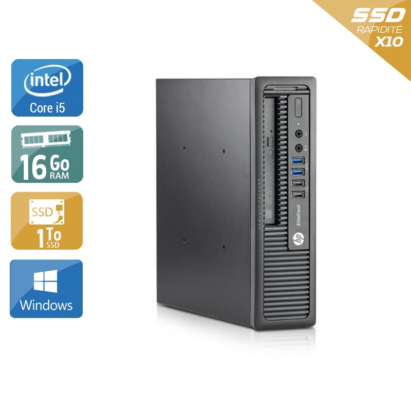 HP EliteDesk 800 G1 USDT i5 - 16Go RAM 1To SSD Windows 10  Très bon étatOccasion certifiée reconditionnée Bon état -  reconditionné disponible sur Kiatoo