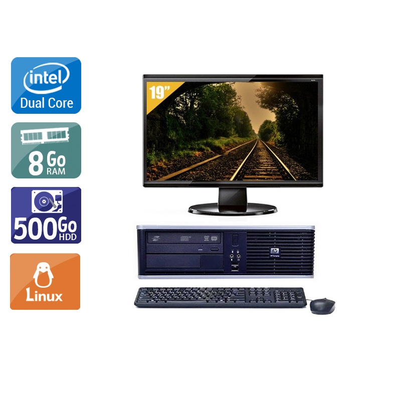 HP Compaq dc7800 SFF Dual Core avec Écran 19 pouces 8Go RAM 500Go HDD Linux