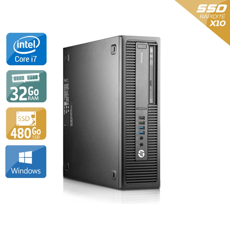 HP EliteDesk 800 G1 SFF i7 32Go RAM 480Go SSD Windows 10