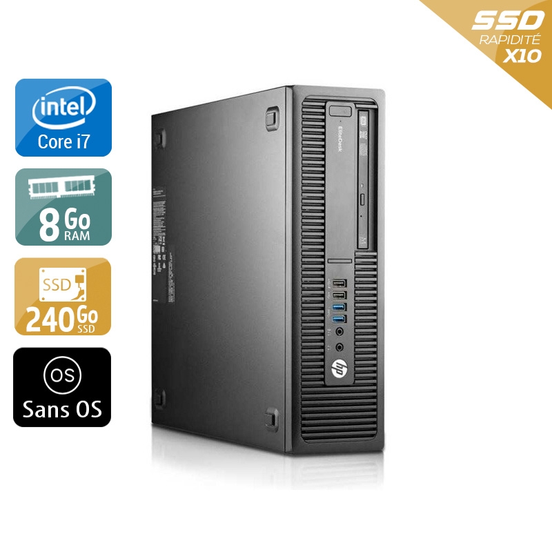 HP EliteDesk 800 G1 SFF i7 8Go RAM 240Go SSD Sans OS
