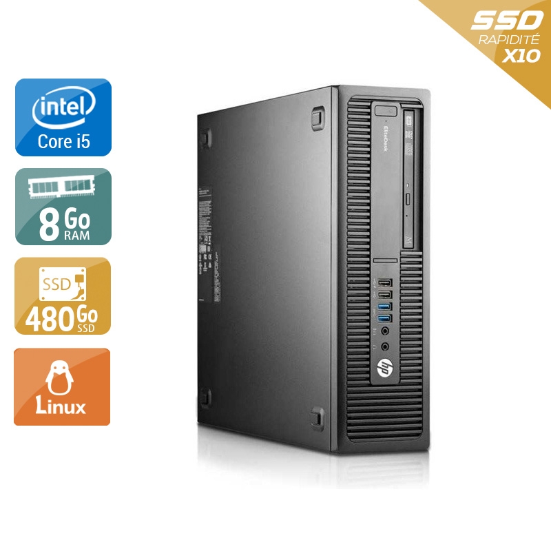 HP EliteDesk 800 G2 SFF i5 Gen 6 8Go RAM 480Go SSD Linux