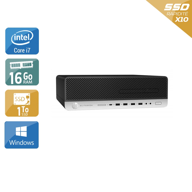 HP EliteDesk 800 G3 SFF i7 Gen 6 16Go RAM 1To SSD Windows 10
