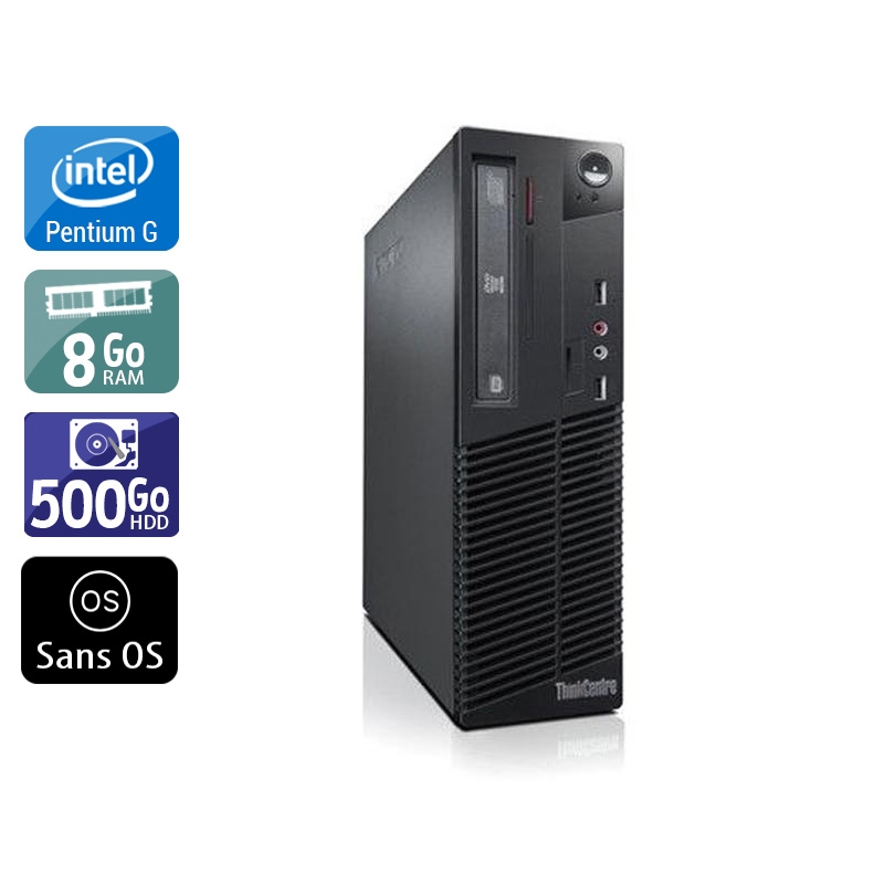 Lenovo ThinkCentre M71 SFF Pentium G Dual Core 8Go RAM 500Go HDD Sans OS