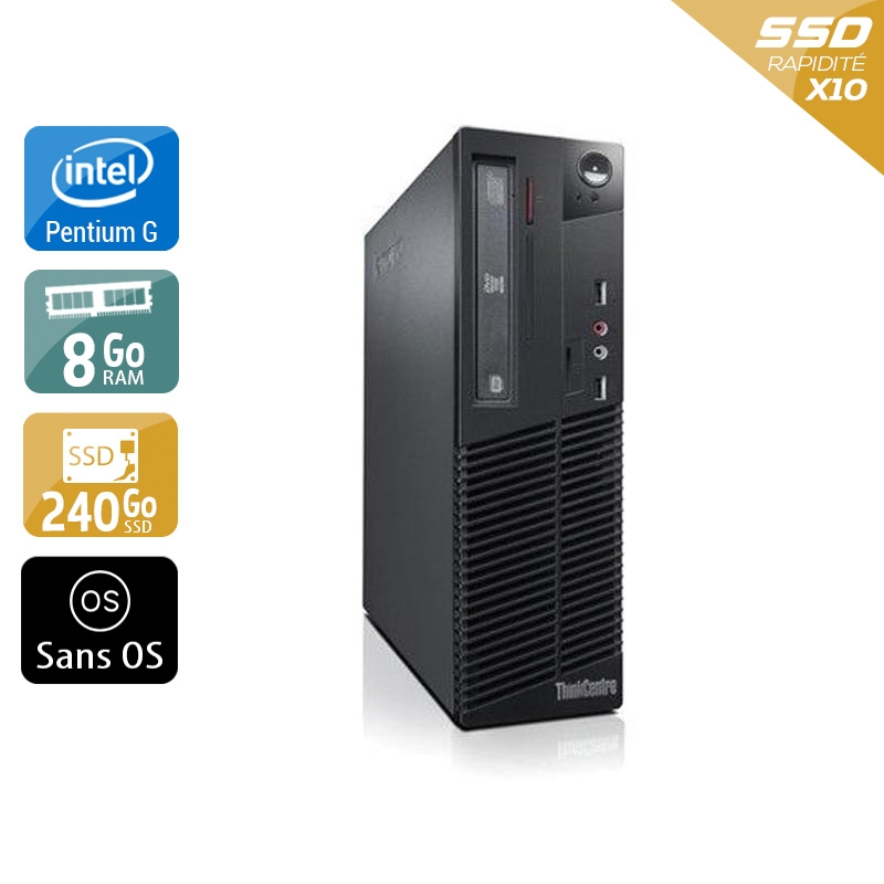 Lenovo ThinkCentre M71 SFF Pentium G Dual Core 8Go RAM 240Go SSD Sans OS