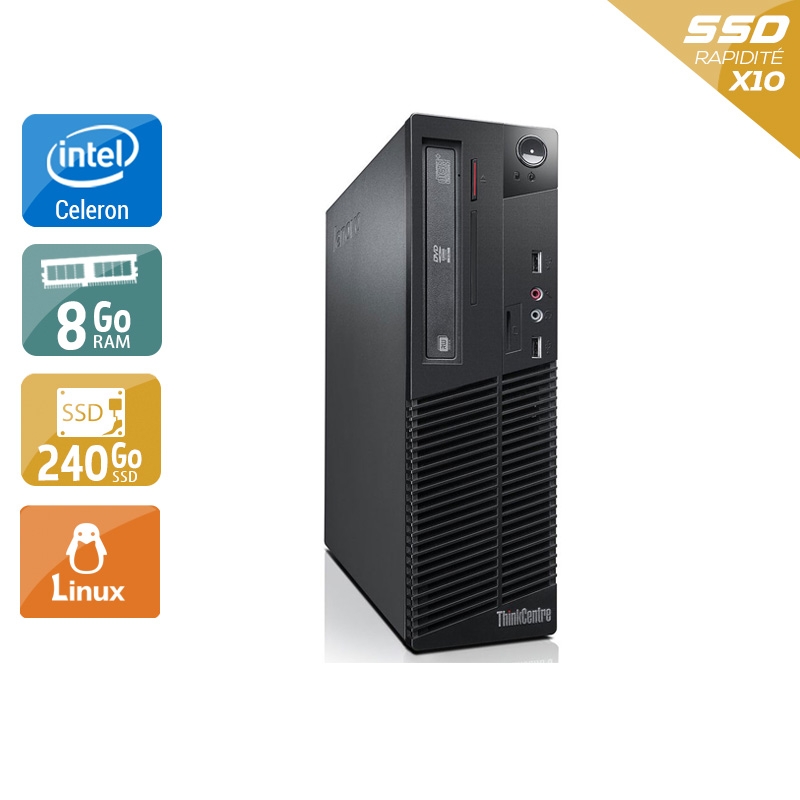 Lenovo ThinkCentre M73 SFF Celeron Dual Core 8Go RAM 240Go SSD Linux