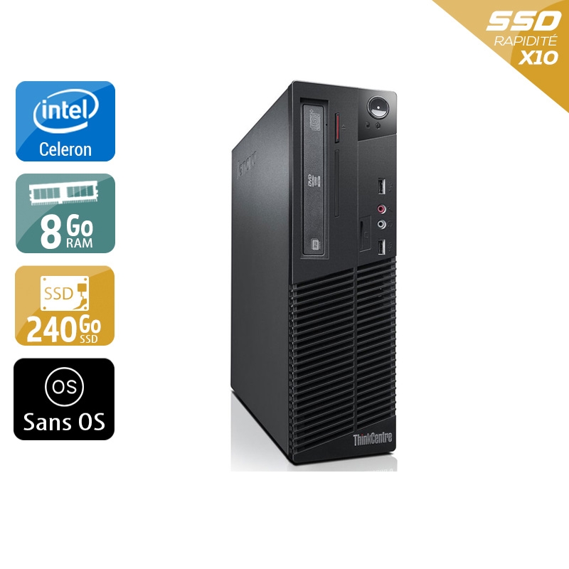 Lenovo ThinkCentre M73 SFF Celeron Dual Core 8Go RAM 240Go SSD Sans OS