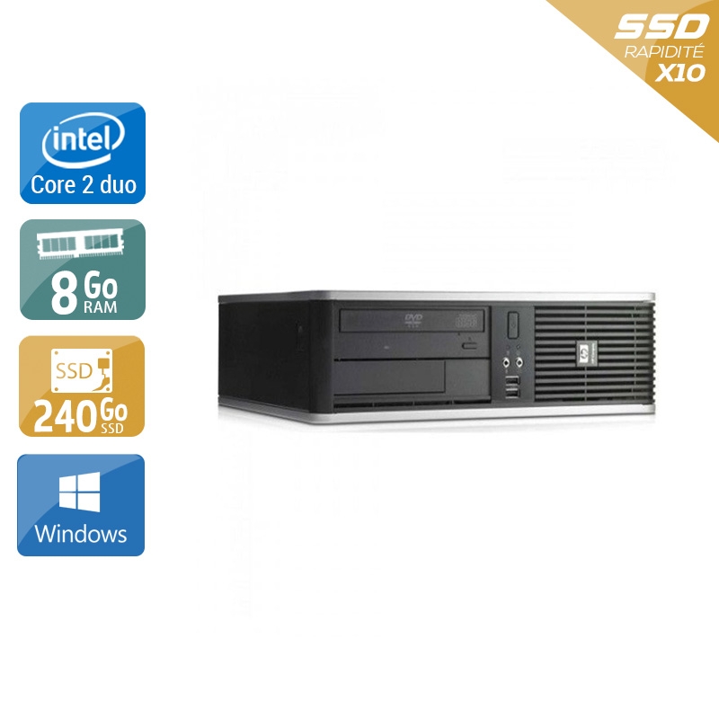 HP Compaq dc7900 SFF Core 2 Duo 8Go RAM 240Go SSD Windows 10