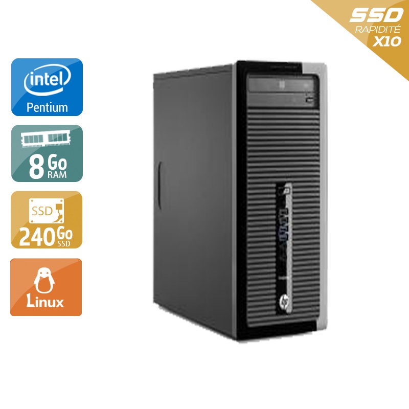 HP ProDesk 400 G1 Tower Pentium G Dual Core 8Go RAM 240Go SSD Linux
