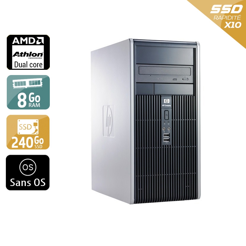 Acheter HP Compaq dc5850 Tower AMD Athlon Dual Core - 8Go RAM 240Go SSD Sans OS État correctOccasion certifiée reconditionnée Bon état - 165,83 € HP Compaq dc5850 Tower AMD Athlon Dual Core - 8Go RAM 240Go SSD Sans OS État correctOccasion certifiée reconditionnée Bon état - reconditionné disponible sur Kiatoo
