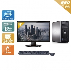 Dell Optiplex 760 Tower Core 2 Duo avec Écran 19 pouces 8Go RAM 240Go SSD Linux