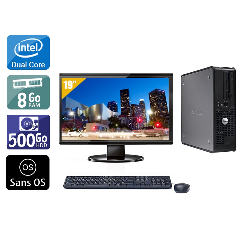 Dell Optiplex 760 SFF Dual Core avec Écran 19 pouces 8Go RAM 500Go HDD Sans OS