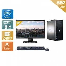 Dell Optiplex 780 Tower Celeron Dual Core avec Écran 19 pouces 8Go RAM 240Go SSD Linux