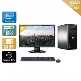 Dell Optiplex 780 Tower Celeron Dual Core avec Écran 19 pouces 8Go RAM 240Go SSD Sans OS