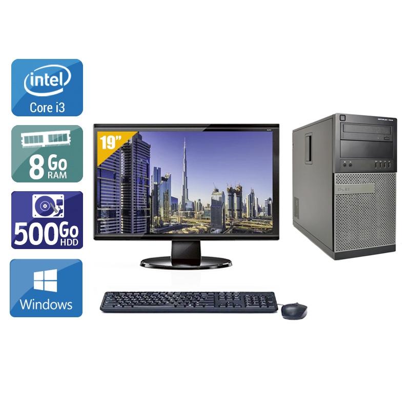 Dell Optiplex 790 Tower i3 avec Écran 19 pouces 8Go RAM 500Go HDD Windows 10