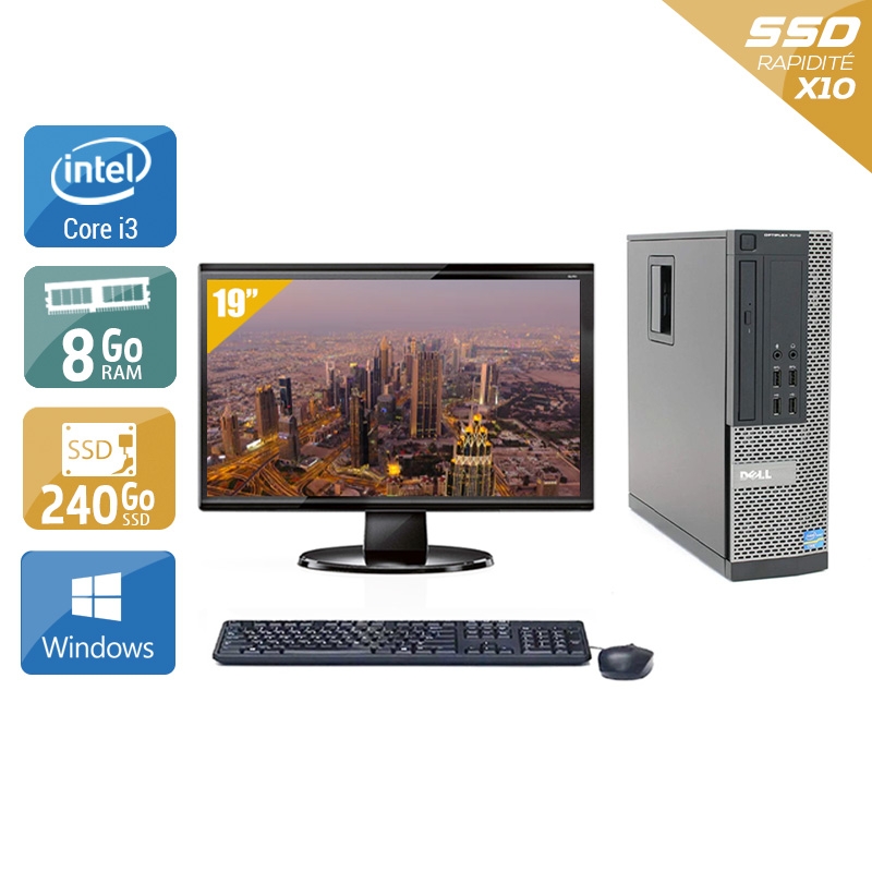 Dell Optiplex 790 SFF i3 avec Écran 19 pouces 8Go RAM 240Go SSD Windows 10