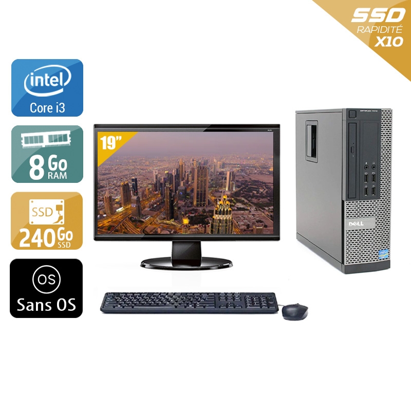Dell Optiplex 790 SFF i3 + Écran - 19'' 8Go RAM 240Go SSD Sans OS  Très bon étatOccasion certifiée reconditionnée Bon état -  reconditionné disponible sur Kiatoo