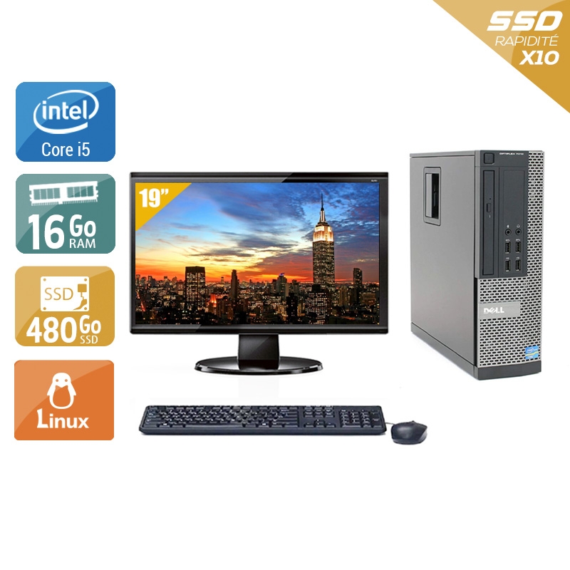 Dell Optiplex 790 SFF i5 avec Écran 19 pouces 16Go RAM 480Go SSD Linux