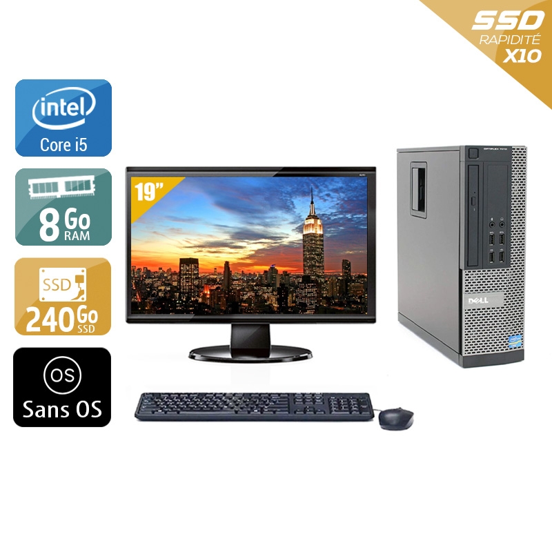 Dell Optiplex 790 SFF i5 avec Écran 19 pouces 8Go RAM 240Go SSD Sans OS