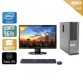 Dell Optiplex 790 SFF i5 avec Écran 19 pouces 16Go RAM 480Go SSD Sans OS