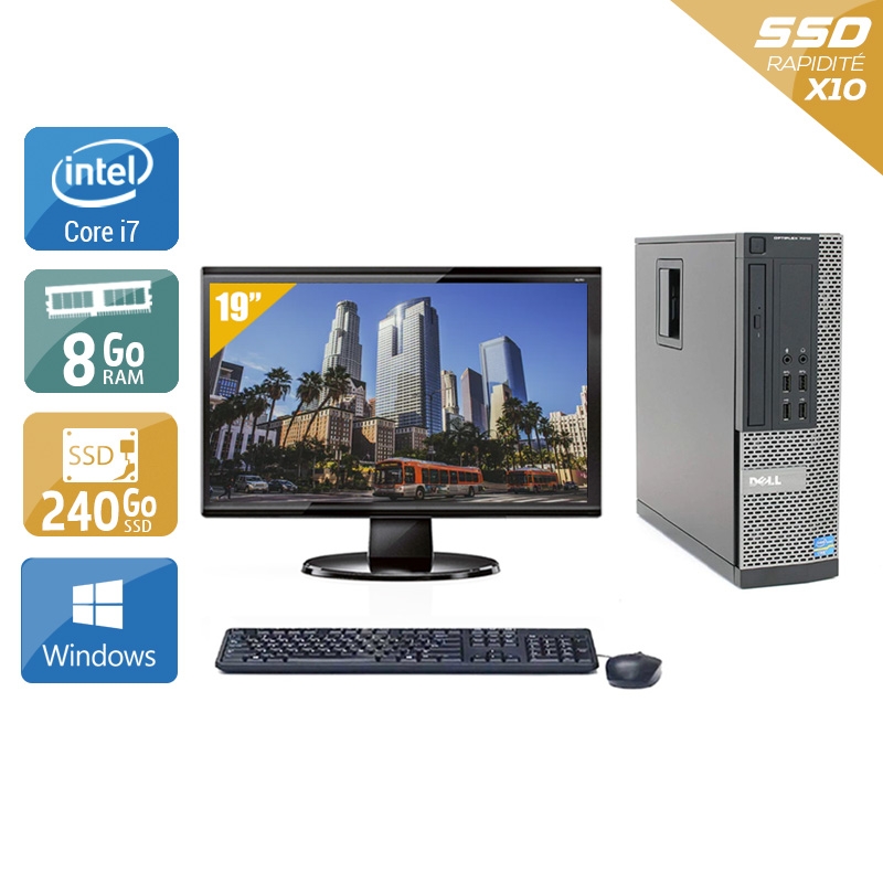 Dell Optiplex 790 SFF i7 avec Écran 19 pouces 8Go RAM 240Go SSD Windows 10