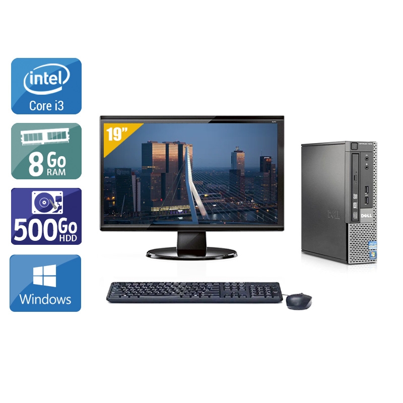 Dell Optiplex 790 USDT i3 avec Écran 19 pouces 8Go RAM 500Go HDD Windows 10