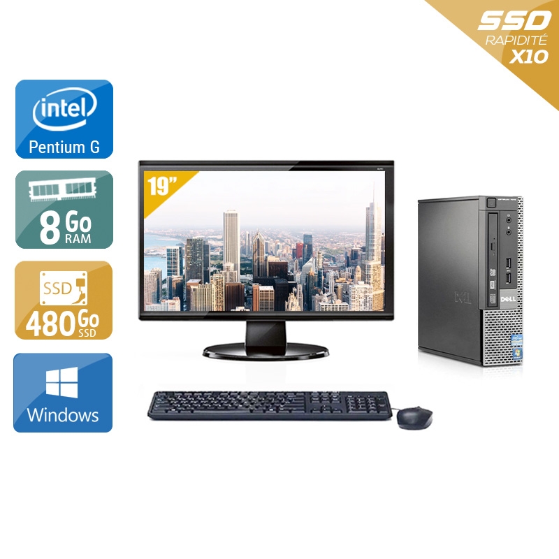 Dell Optiplex 790 USDT Pentium G Dual Core + Écran - 19'' 8Go RAM 480Go SSD Windows 10  Bon étatOccasion certifiée reconditionnée Bon état -  reconditionné disponible sur Kiatoo