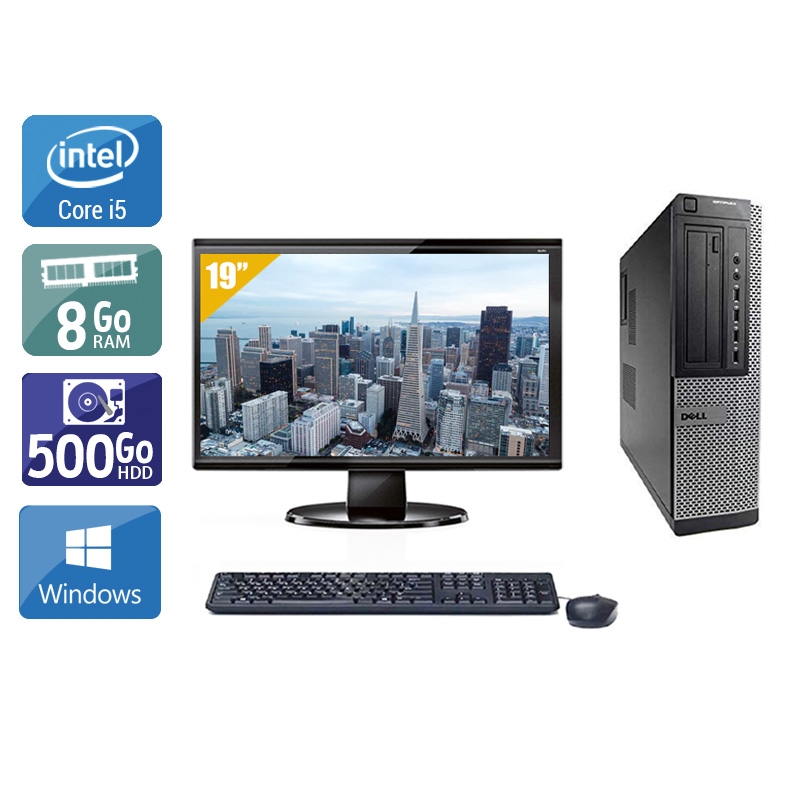 Dell Optiplex 9010 Desktop i5 avec Écran 19 pouces 8Go RAM 500Go HDD Windows 10