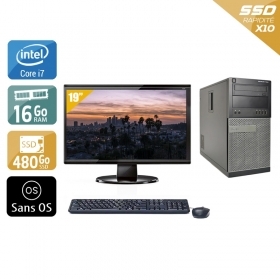 Dell Optiplex 9020 Tower i7 avec Écran 19 pouces 16Go RAM 480Go SSD Sans OS