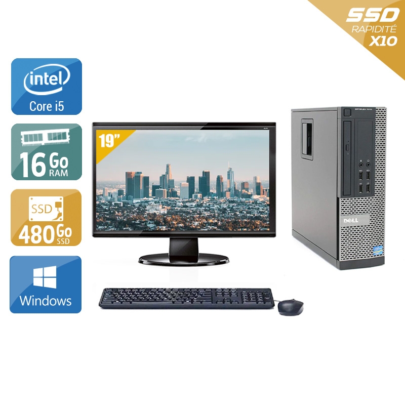 Dell Optiplex 9020 SFF i5 avec Écran 19 pouces 16Go RAM 480Go SSD Windows 10