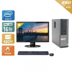 Dell Optiplex 9020 SFF i7 avec Écran 19 pouces 16Go RAM 480Go SSD Linux