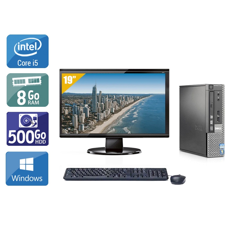 Dell Optiplex 9020 USDT i5 avec Écran 19 pouces 8Go RAM 500Go HDD Windows 10