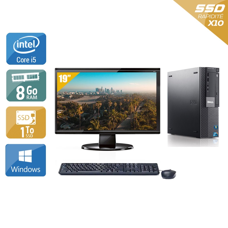 Dell Optiplex 980 Desktop i5 avec Écran 19 pouces 8Go RAM 1To SSD Windows 10