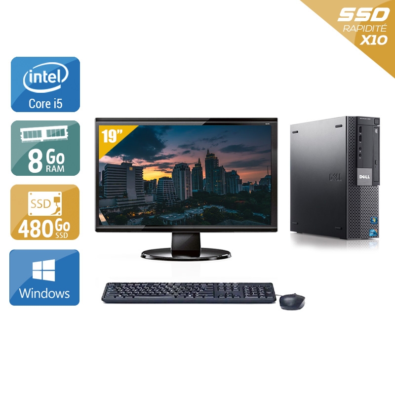 Dell Optiplex 980 SFF i5 avec Écran 19 pouces 8Go RAM 480Go SSD Windows 10