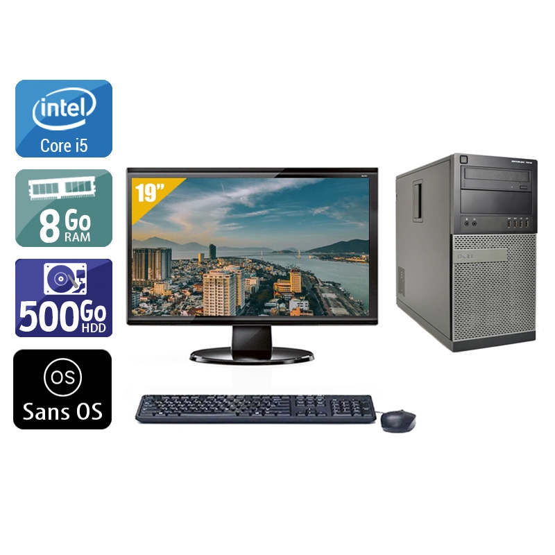 Dell Optiplex 990 Tower i5 avec Écran 19 pouces 8Go RAM 500Go HDD Sans OS