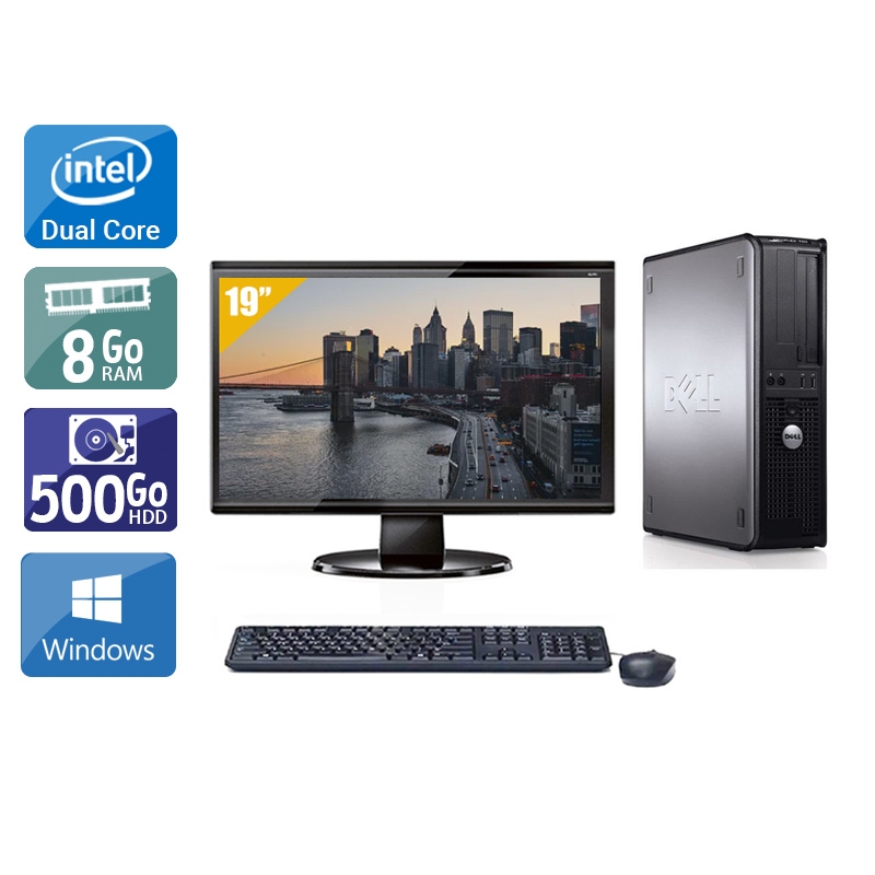 Dell Optiplex 780 SFF Dual Core + Écran - 19'' 8Go RAM 500Go HDD Windows 10  Bon étatOccasion certifiée reconditionnée Bon état -  reconditionné disponible sur Kiatoo