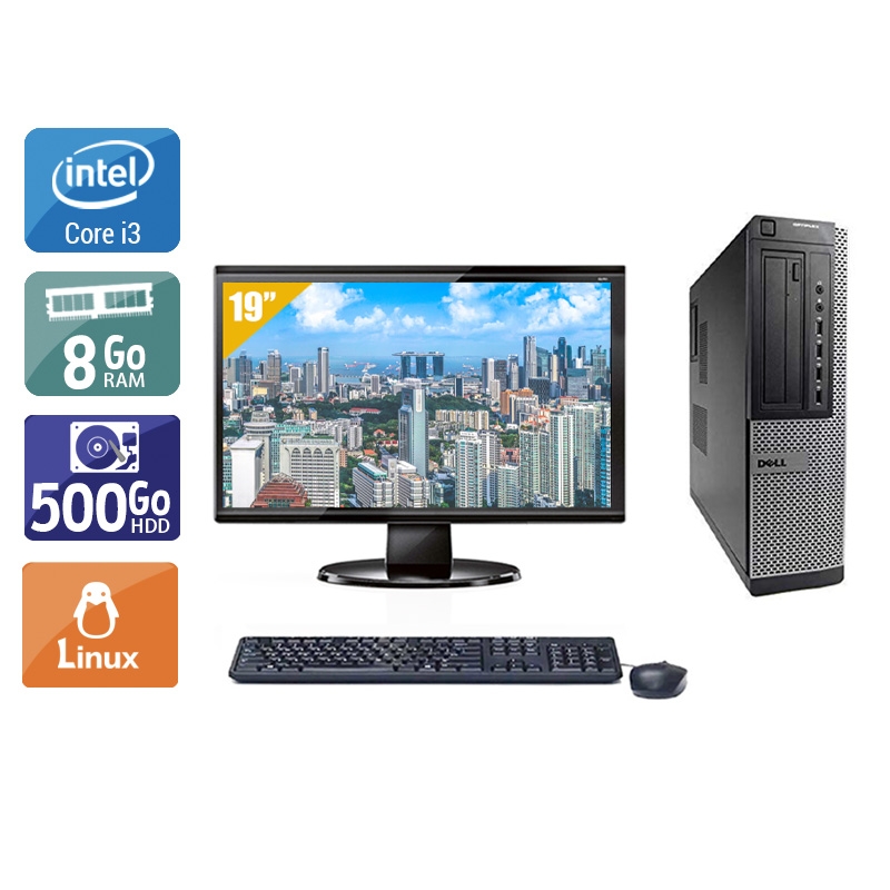 Dell Optiplex 9010 Desktop i3 avec Écran 19 pouces 8Go RAM 500Go HDD Linux