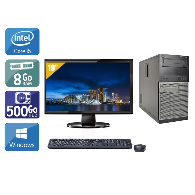 Dell Optiplex 9010 Tower i5 avec Écran 19 pouces 8Go RAM 500Go HDD Windows 10