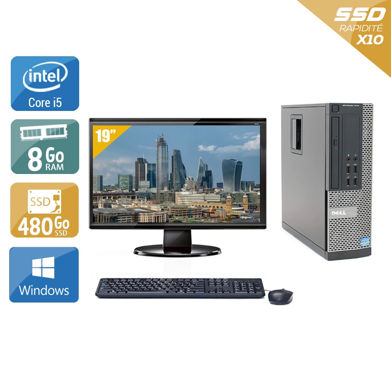 Dell Optiplex 9010 SFF i5 avec Écran 19 pouces 8Go RAM 480Go SSD Windows 10