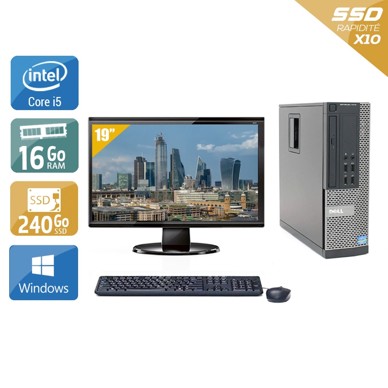 Dell Optiplex 9010 SFF i5 avec Écran 19 pouces 16Go RAM 240Go SSD Windows 10