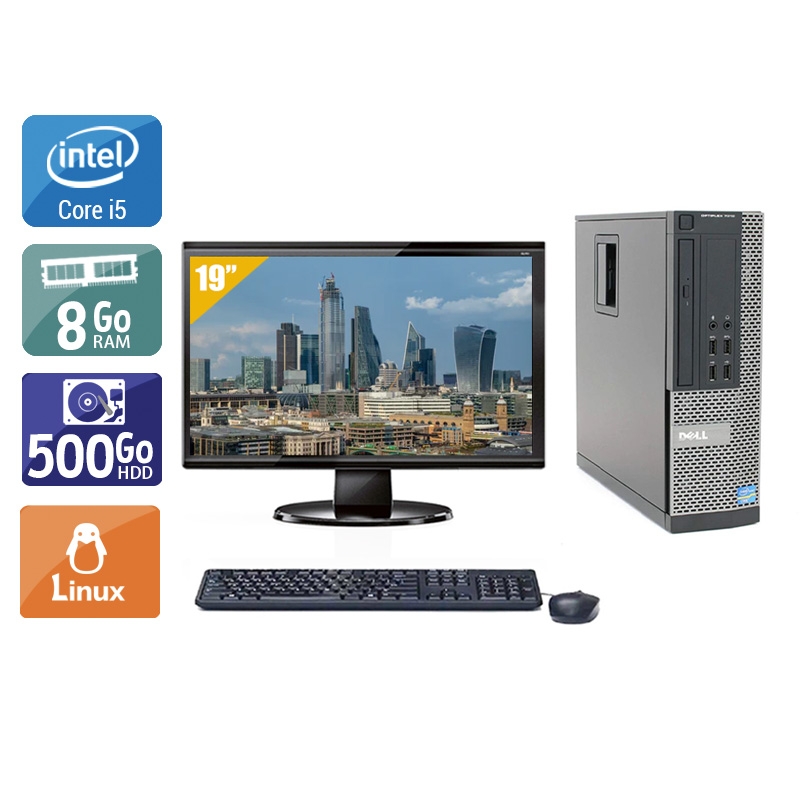 Dell Optiplex 9010 SFF i5 avec Écran 19 pouces 8Go RAM 500Go HDD Linux