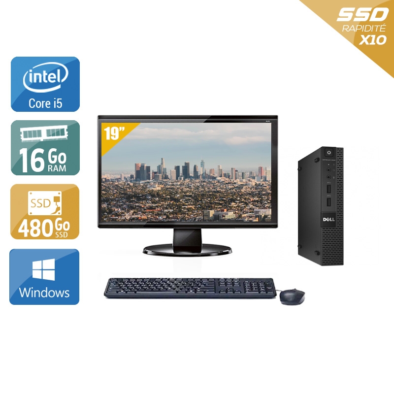 Dell Optiplex 9020M USDT i5 + Écran - 19'' 16Go RAM 480Go SSD Windows 10  Très bon étatOccasion certifiée reconditionnée Bon état -  reconditionné disponible sur Kiatoo