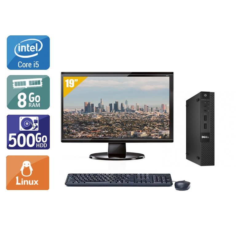 Dell Optiplex 9020M USDT i5 avec Écran 19 pouces 8Go RAM 500Go HDD Linux