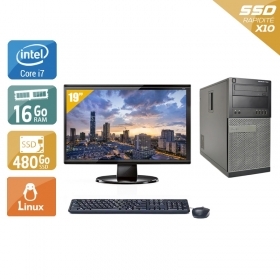 Dell Optiplex 990 Tower i7 avec Écran 19 pouces 16Go RAM 480Go SSD Linux