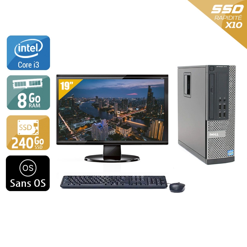 Dell Optiplex 990 SFF i3 avec Écran 19 pouces 8Go RAM 240Go SSD Sans OS