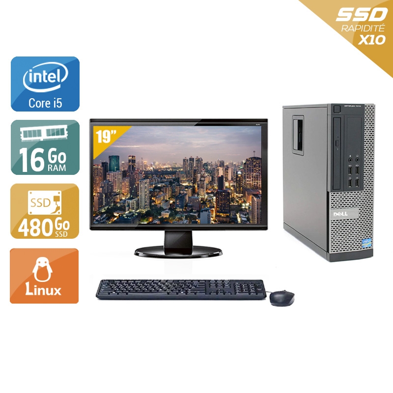 Dell Optiplex 990 SFF i5 avec Écran 19 pouces 16Go RAM 480Go SSD Linux