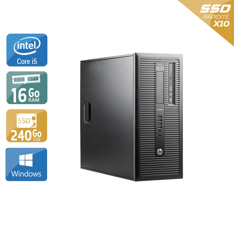 HP ProDesk 600 G1 Tower i5 - 16Go RAM 240Go SSD Windows 10  Très bon étatOccasion certifiée reconditionnée Bon état -  reconditionné disponible sur Kiatoo